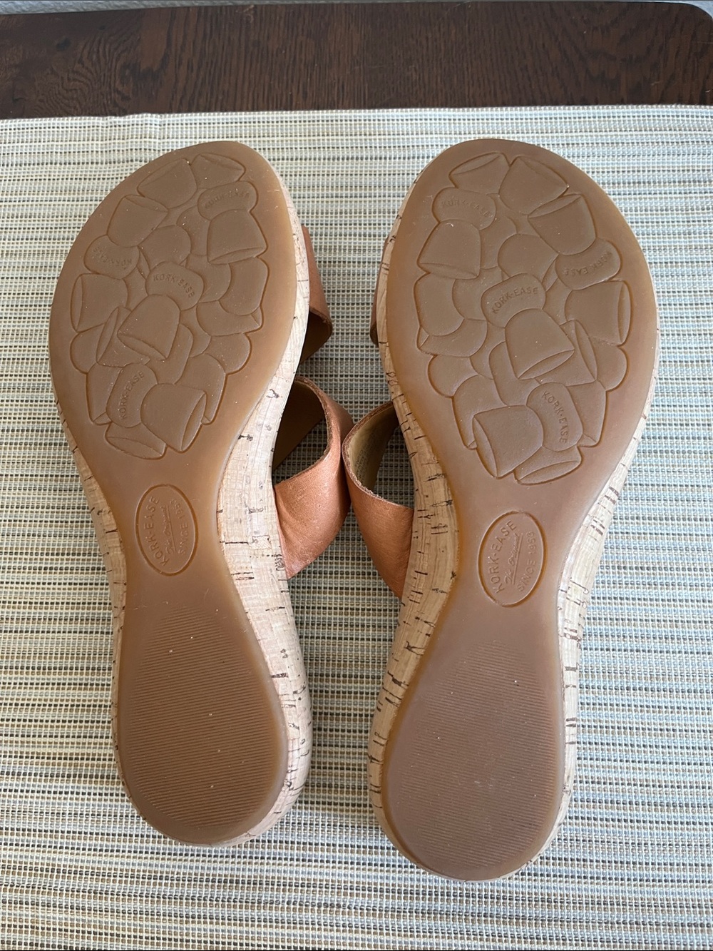 Kork-Ease Women's Tan Leather Slide Sandals Cork Heels Boho - Picture 8 of 9
